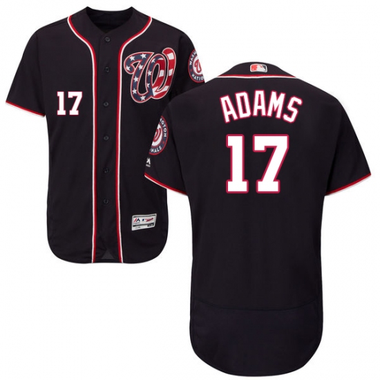 Men's Majestic Washington Nationals #17 Matt Adams Navy Blue Alternate Flex Base Authentic Collection MLB Jersey - Ujersey