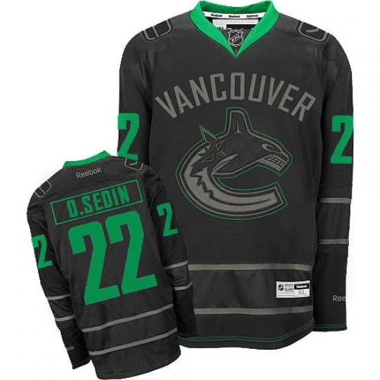 Men's Reebok Vancouver Canucks #22 Daniel Sedin Premier Black Ice NHL Jersey - Ujersey