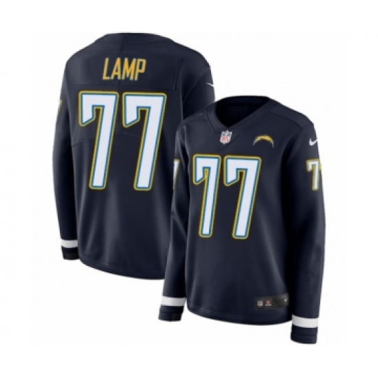 Women's Nike Los Angeles Chargers #77 Forrest Lamp Limited Navy Blue Therma Long Sleeve NFL Jersey - Ujersey