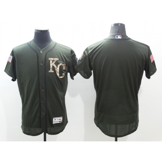 Men's Kansas City Royals Blank Green Salute to Service Jersey - Ujersey