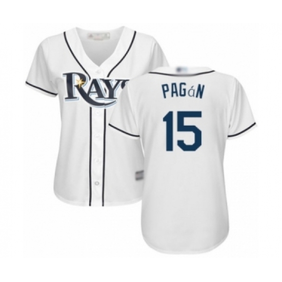 Women's Tampa Bay Rays #15 Emilio Pagan Authentic White Home Cool Base Baseball Player Jersey - Ujersey