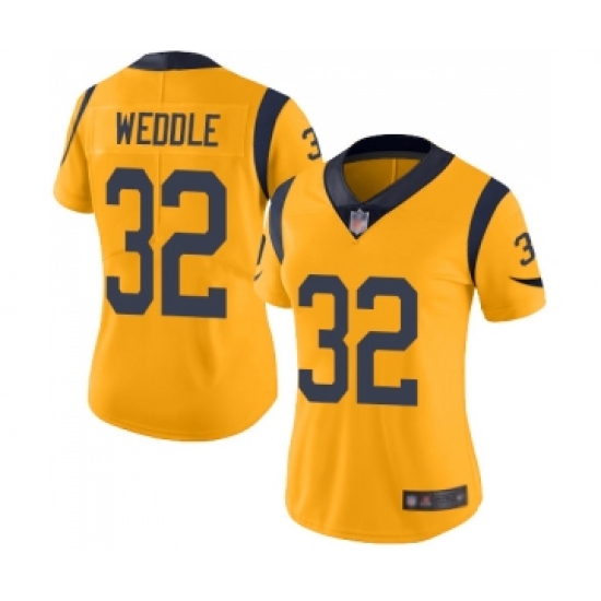 Women's Los Angeles Rams #32 Eric Weddle Limited Gold Rush Vapor Untouchable Football Jersey - Ujersey