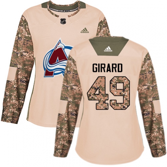 Women's Adidas Colorado Avalanche #49 Samuel Girard Authentic Camo Veterans Day Practice NHL Jersey
