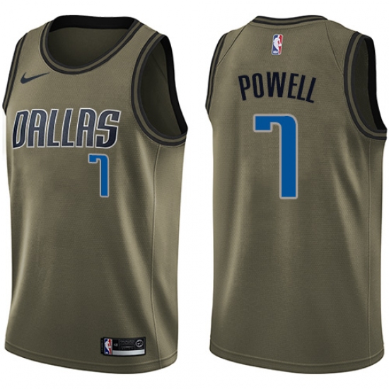Youth Nike Dallas Mavericks #7 Dwight Powell Swingman Green Salute to Service NBA Jersey - Ujersey