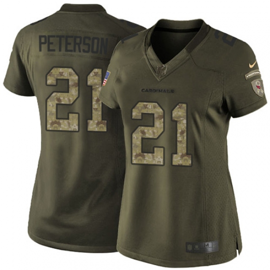 Women's Nike Arizona Cardinals #21 Patrick Peterson Elite Green Salute to Service NFL Jersey - Ujersey