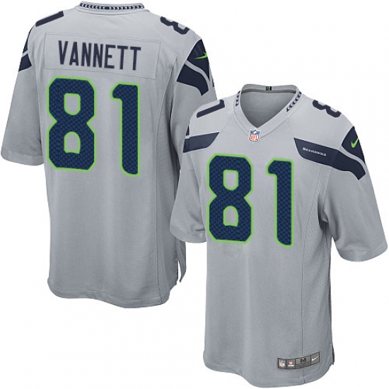 Men's Nike Seattle Seahawks #81 Nick Vannett Game Grey Alternate NFL Jersey - Ujersey
