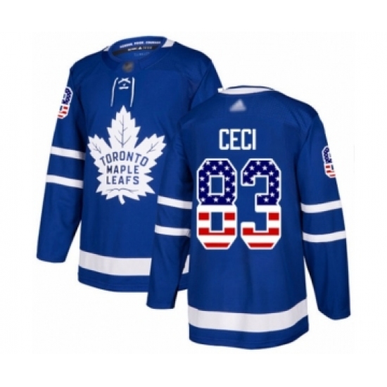 Men's Toronto Maple Leafs #83 Cody Ceci Authentic Royal Blue USA Flag Fashion Hockey Jersey - Ujersey