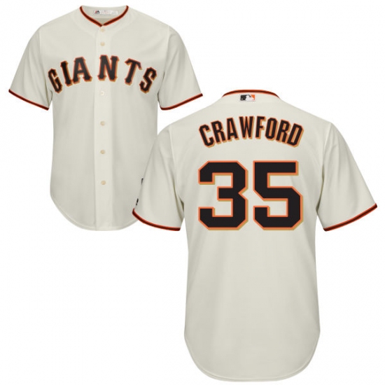 Men's Majestic San Francisco Giants #35 Brandon Crawford Replica Cream Home Cool Base MLB Jersey - Ujersey