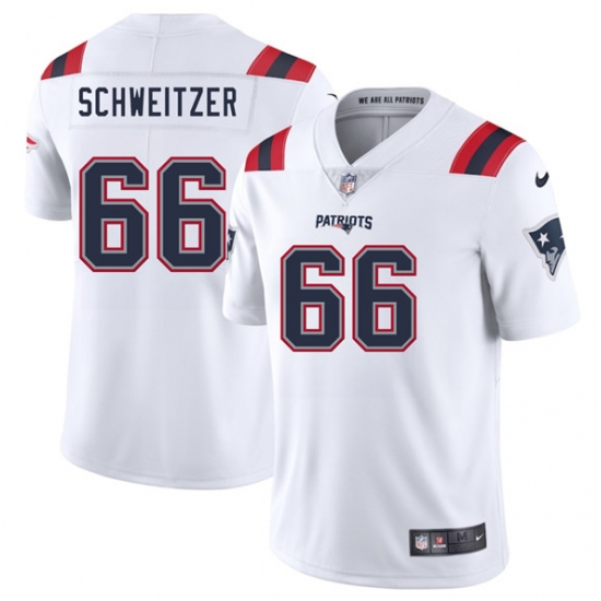 Men's New England Patriots #66 Wes Schweitzer White 2025 Vapor Limited Football Stitched Jersey - Ujersey