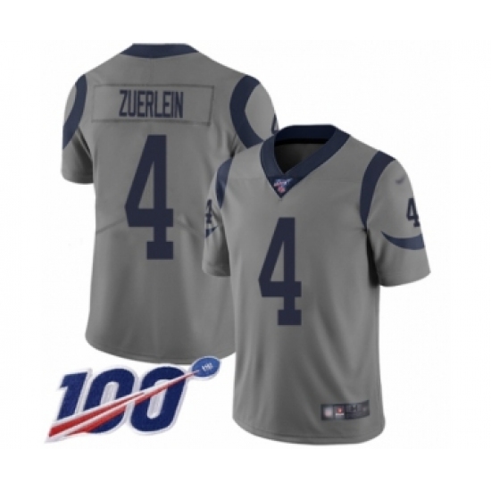 Men's Los Angeles Rams #4 Greg Zuerlein Limited Gray Inverted Legend 100th Season Football Jersey - Ujersey