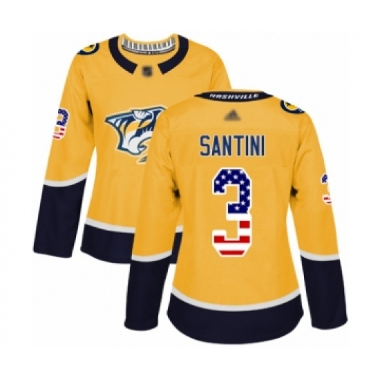 Women's Nashville Predators #3 Steven Santini Authentic Gold USA Flag Fashion Hockey Jersey - Ujersey