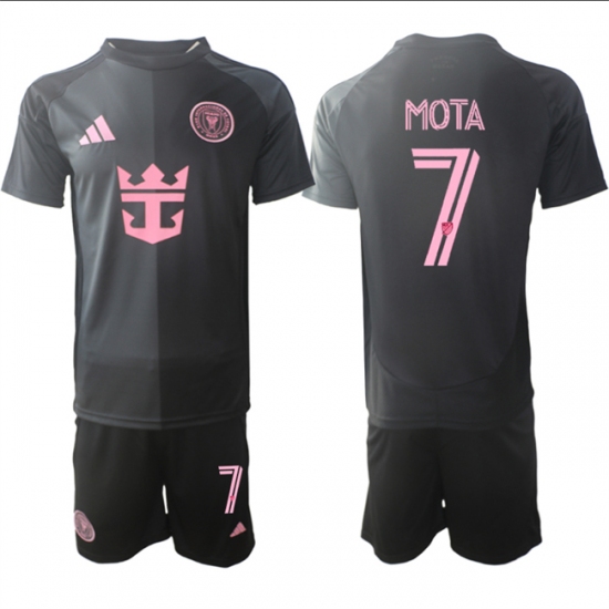 Men's Inter Miami CF #7 Jean Mota 2025 Black Away Soccer Jersey Suit - Ujersey