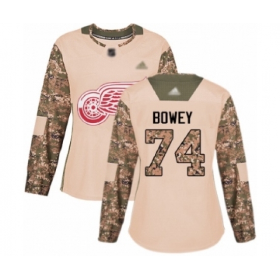 Women's Detroit Red Wings #74 Madison Bowey Authentic Camo Veterans Day Practice Hockey Jersey - Ujersey
