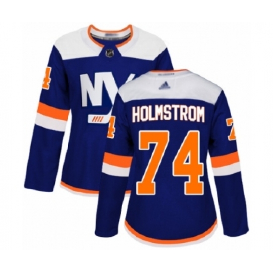 Women's New York Islanders #74 Simon Holmstrom Authentic Blue Alternate Hockey Jersey