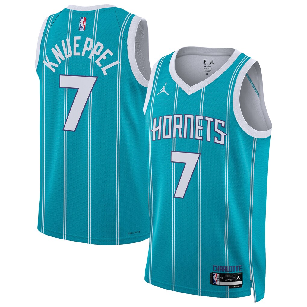 Unisex Charlotte Hornets Kon Knueppel Jordan Brand Teal Swingman Jersey - Icon Edition - SUjersey01