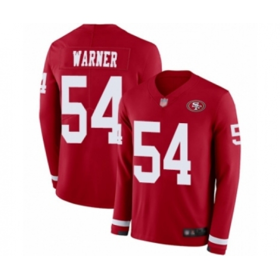 Youth San Francisco 49ers #54 Fred Warner Limited Red Therma Long Sleeve Football Jersey - Ujersey