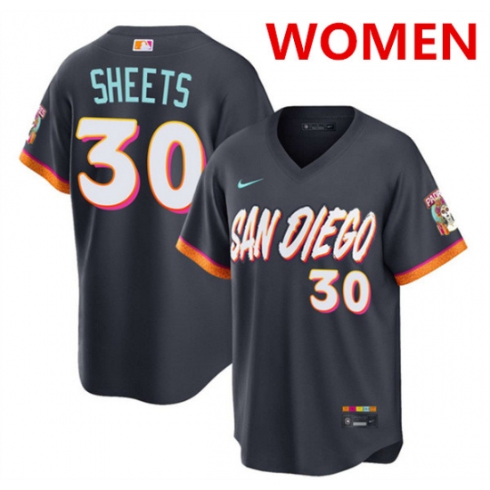 Women's San Diego Padres #30 Gavin Sheets Obsidian 2026 City Connect Stadium Stitched Baseball Jersey(Run Small) - Ujersey