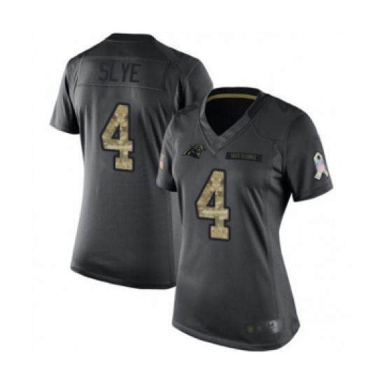 Women's Carolina Panthers #4 Joey Slye Limited Black 2016 Salute to Service Football Jersey - Ujersey