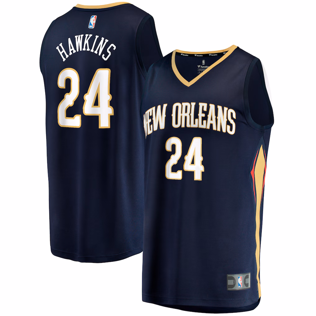 Men's New Orleans Pelicans Jordan Hawkins Fanatics Navy Fast Break Replica Jersey - Icon Edition