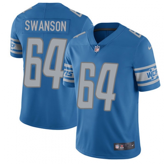 Youth Nike Detroit Lions #64 Travis Swanson Limited Light Blue Team Color Vapor Untouchable NFL Jersey - Ujersey
