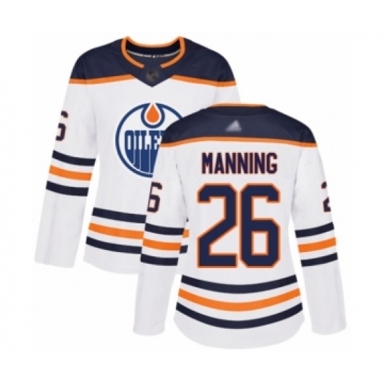 Women's Edmonton Oilers #26 Brandon Manning Authentic White Away Hockey Jersey - Ujersey