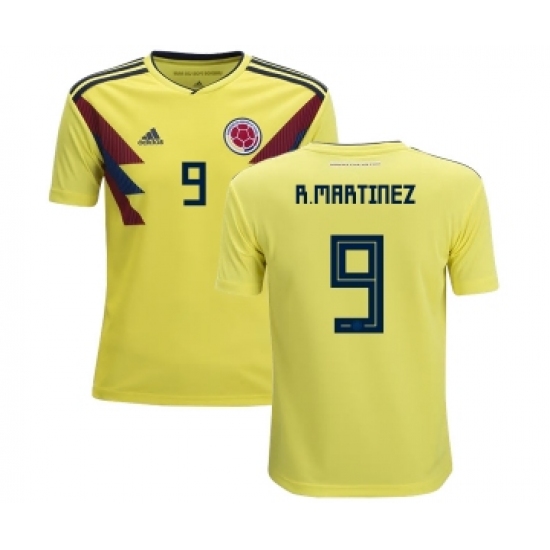 Colombia #9 R.Martinez Home Kid Soccer Country Jersey