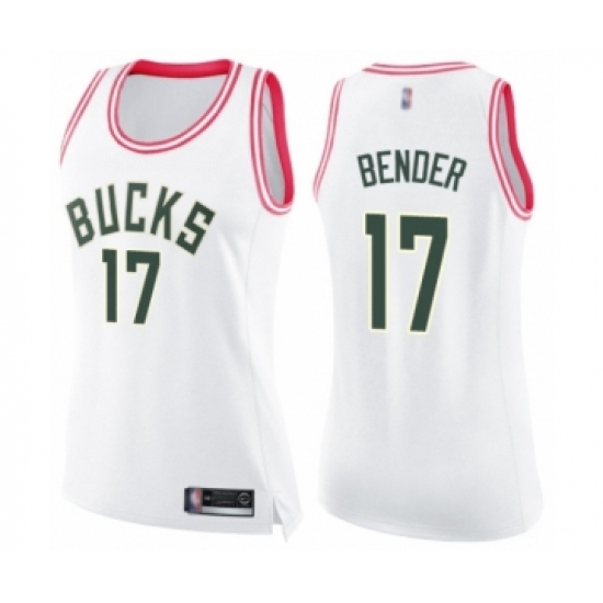 Women's Milwaukee Bucks #17 Dragan Bender Swingman White Pink Fashion Basketball Jersey - Ujersey