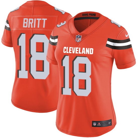 Women's Nike Cleveland Browns #18 Kenny Britt Orange Alternate Vapor Untouchable Limited Player NFL Jersey - Ujersey