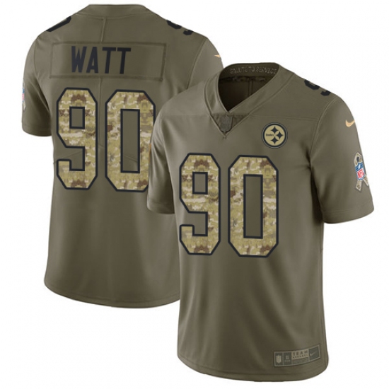 Youth Nike Pittsburgh Steelers #90 T. J. Watt Limited Olive/Camo 2017 Salute to Service NFL Jersey - Ujersey