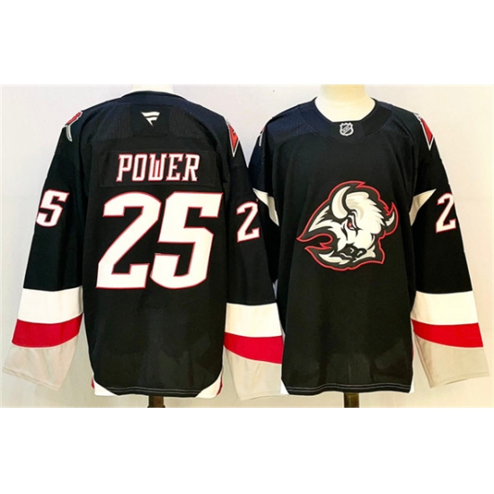 Men's Buffalo Sabres #25 Owen Power Black 2024-25 Alternate Stitched Hockey Jersey - Ujersey
