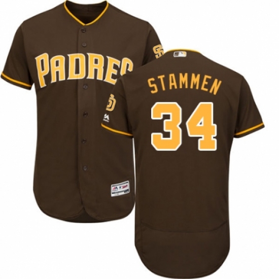 Men's Majestic San Diego Padres #34 Craig Stammen Brown Alternate Flex Base Authentic Collection MLB Jersey - Ujersey