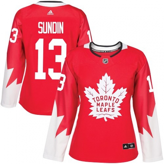 Women's Adidas Toronto Maple Leafs #13 Mats Sundin Authentic Red Alternate NHL Jersey - Ujersey