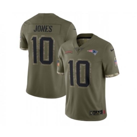 Men's New England Patriots #10 Mac Jones 2022 Olive Salute To Service Limited Stitched Jersey - Ujersey
