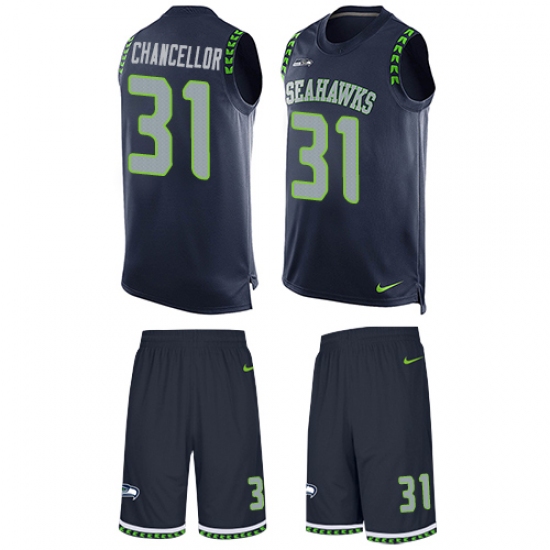 Men's Nike Seattle Seahawks #31 Kam Chancellor Limited Steel Blue Tank Top Suit NFL Jersey - Ujersey