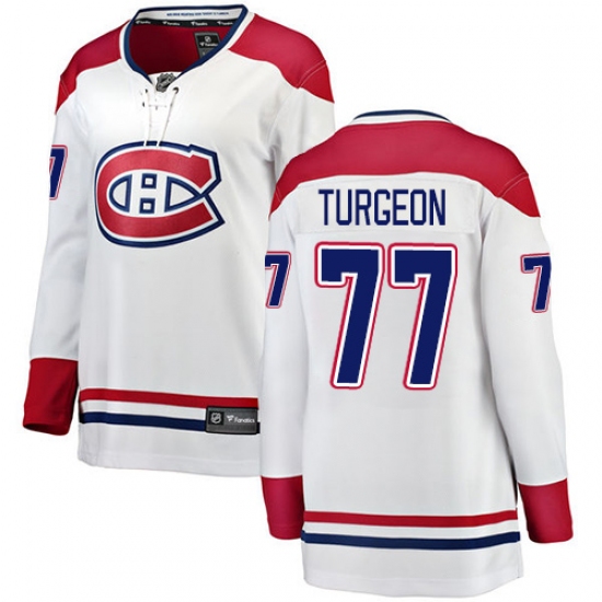 Women's Montreal Canadiens #77 Pierre Turgeon Authentic White Away Fanatics Branded Breakaway NHL Jersey - Ujersey