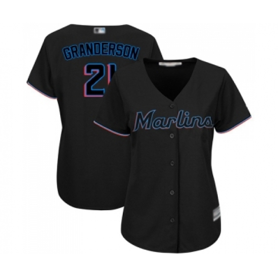 Women's Miami Marlins #21 Curtis Granderson Replica Black Alternate 2 Cool Base Baseball Jersey - Ujersey