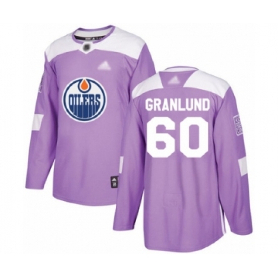 Men's Edmonton Oilers #60 Markus Granlund Authentic Purple Fights Cancer Practice Hockey Jersey - Ujersey