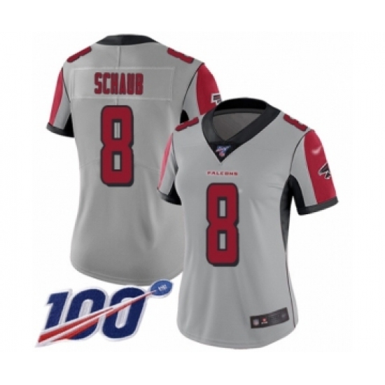 Women's Atlanta Falcons #8 Matt Schaub Limited Silver Inverted Legend 100th Season Football Jersey - Ujersey