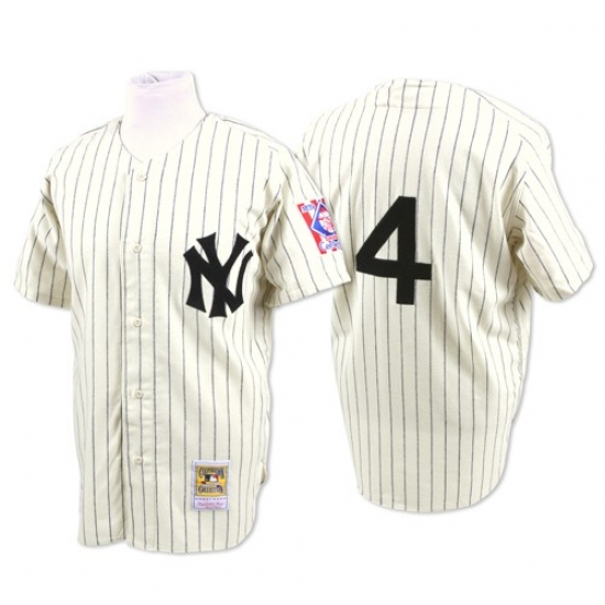 Men's Mitchell and Ness New York Yankees #4 Lou Gehrig Authentic White Throwback MLB Jersey - Ujersey