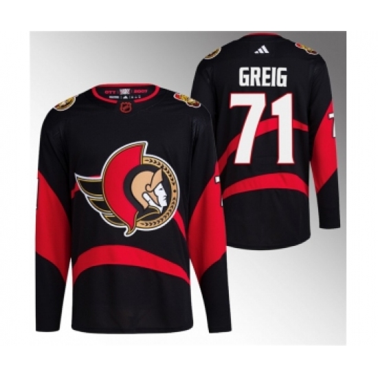 Men's Ottawa Senators #71 Ridly Greig Black Reverse Retro Stitched Jersey - Ujersey