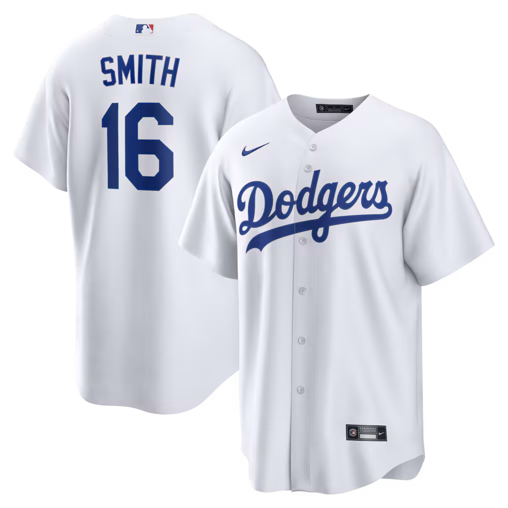 Men's Los Angeles Dodgers Will Smith Nike White Home Replica Jersey - Vujersey Los Angeles Rams