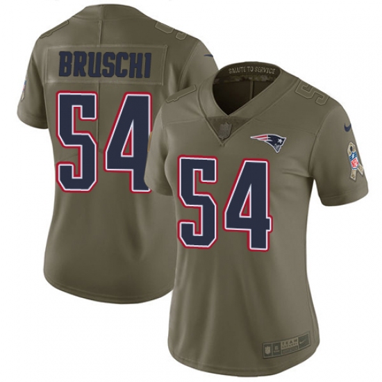 Women's Nike New England Patriots #54 Tedy Bruschi Limited Olive 2017 Salute to Service NFL Jersey - Ujersey
