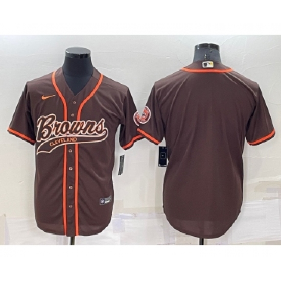 Men's Cleveland Browns Blank Brown Stitched MLB Cool Base Nike Baseball Jersey - Ujersey