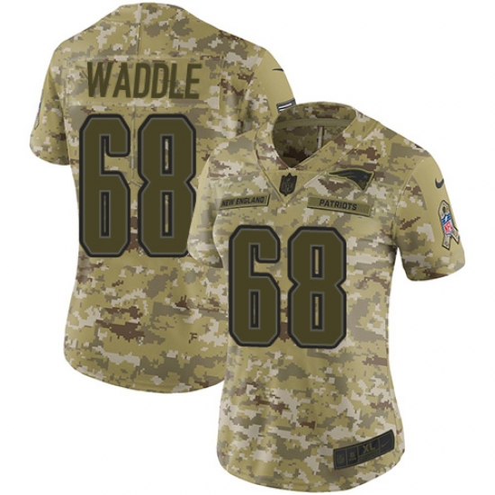 Women's Nike New England Patriots #68 LaAdrian Waddle Limited Camo 2018 Salute to Service NFL Jersey - Ujersey