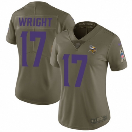 Women's Nike Minnesota Vikings #17 Kendall Wright Limited Olive 2017 Salute to Service NFL Jersey - Ujersey