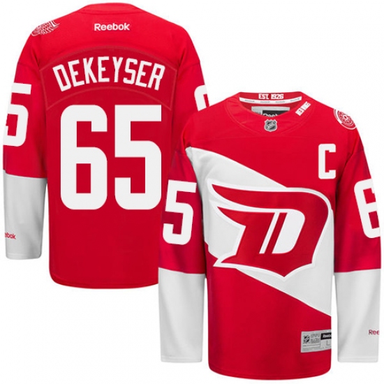 Men's Reebok Detroit Red Wings #65 Danny DeKeyser Authentic Red 2016 Stadium Series NHL Jersey - Ujersey