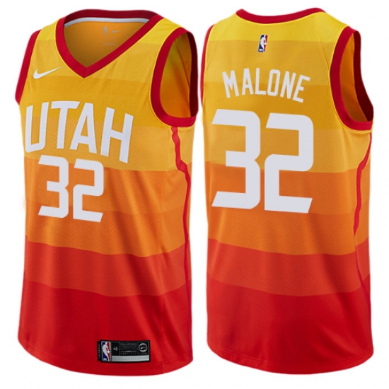 Youth Nike Utah Jazz #32 Karl Malone Swingman Orange NBA Jersey - City Edition - Ujersey