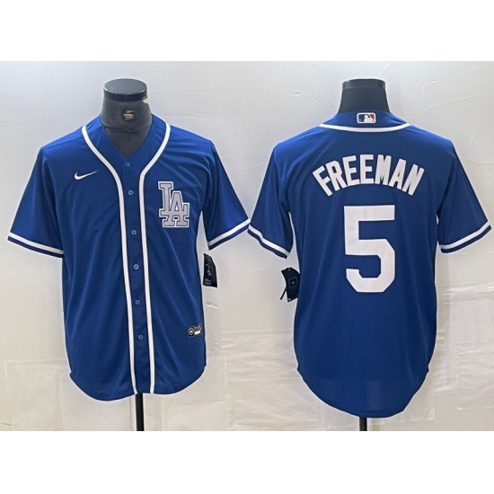 Men's Los Angeles Dodgers #5 Freddie Freeman Blue Cool Base Stitched Baseball Jersey - Ujersey