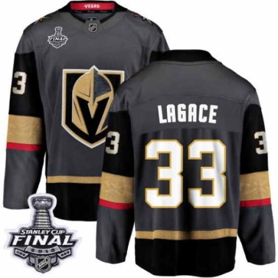 Men's Vegas Golden Knights #33 Maxime Lagace Authentic Black Home Fanatics Branded Breakaway 2018 Stanley Cup Final NHL Jersey - Ujersey