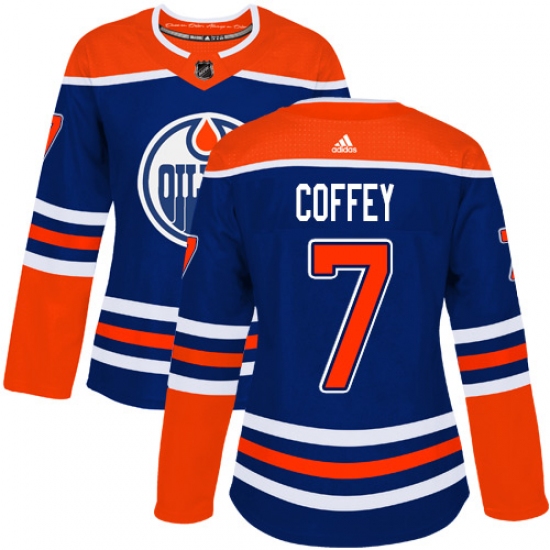 Women's Adidas Edmonton Oilers #7 Paul Coffey Authentic Royal Blue Alternate NHL Jersey - Ujersey